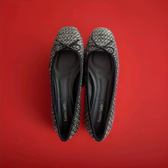 Franco Sarto Abigail Ballet Flat Tweed Black/Beige Women's Size 7.5 NEW IN BOX - Picture 5 of 7